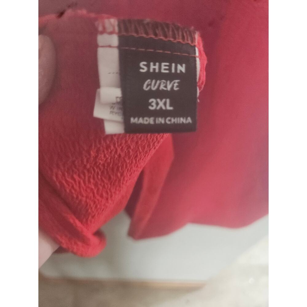 Shein Curve 3XL Bright Red Textured V-Neck Blouse - Picture 6 of 6